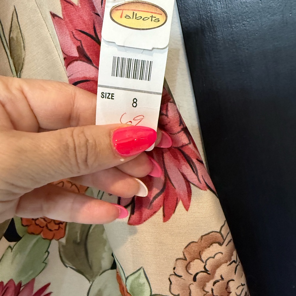 Talbots Red and Pink Midi Pencil Skirt Resort Wear - Picture 3 of 7